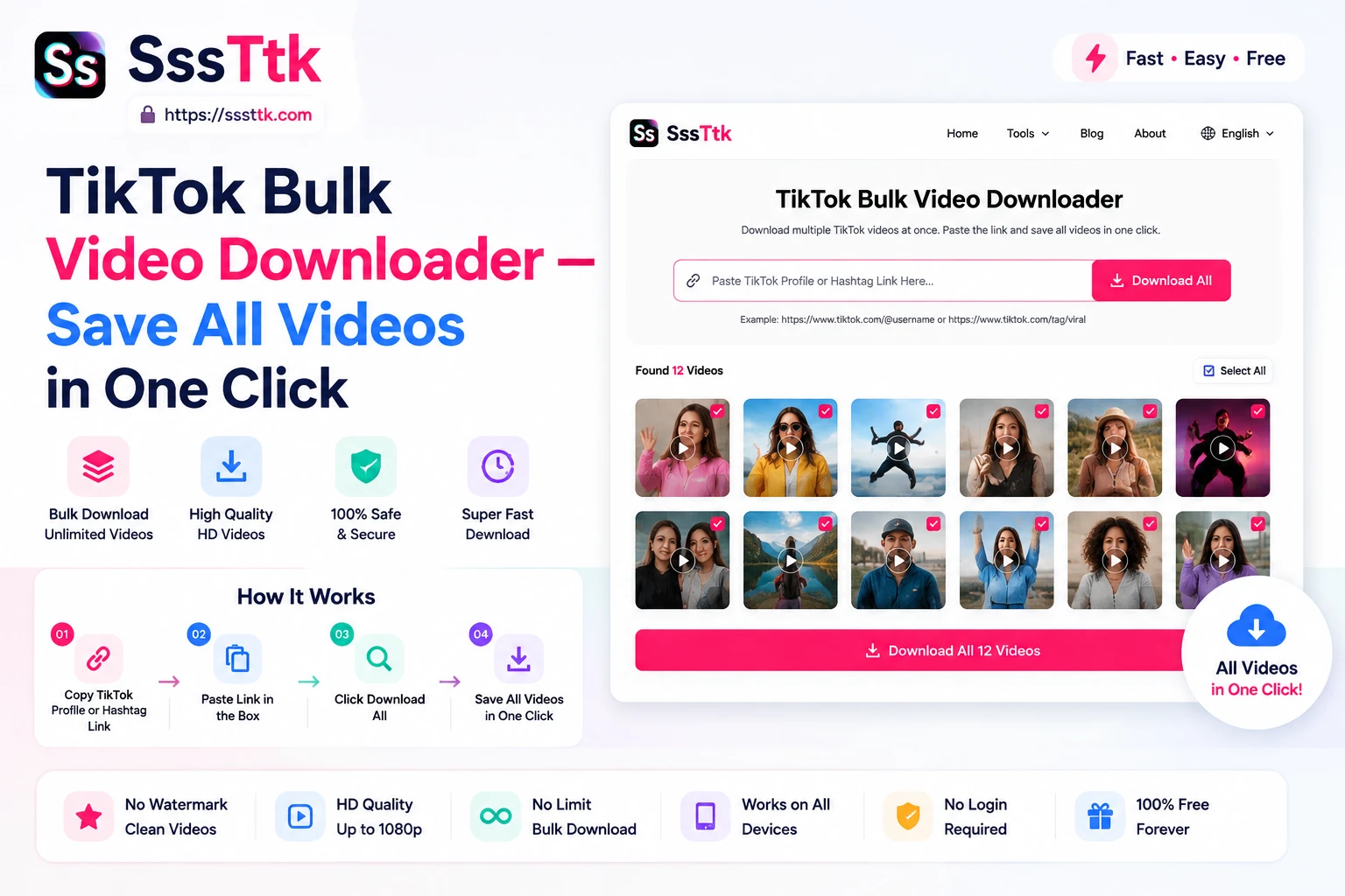 TikTok Bulk Video Downloader — Save All Videos in One Click